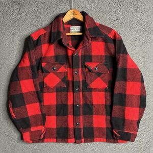 VTG 70s Maine Guide Congress Wool Plaid Button Flannel Shirt Buffalo Medium
